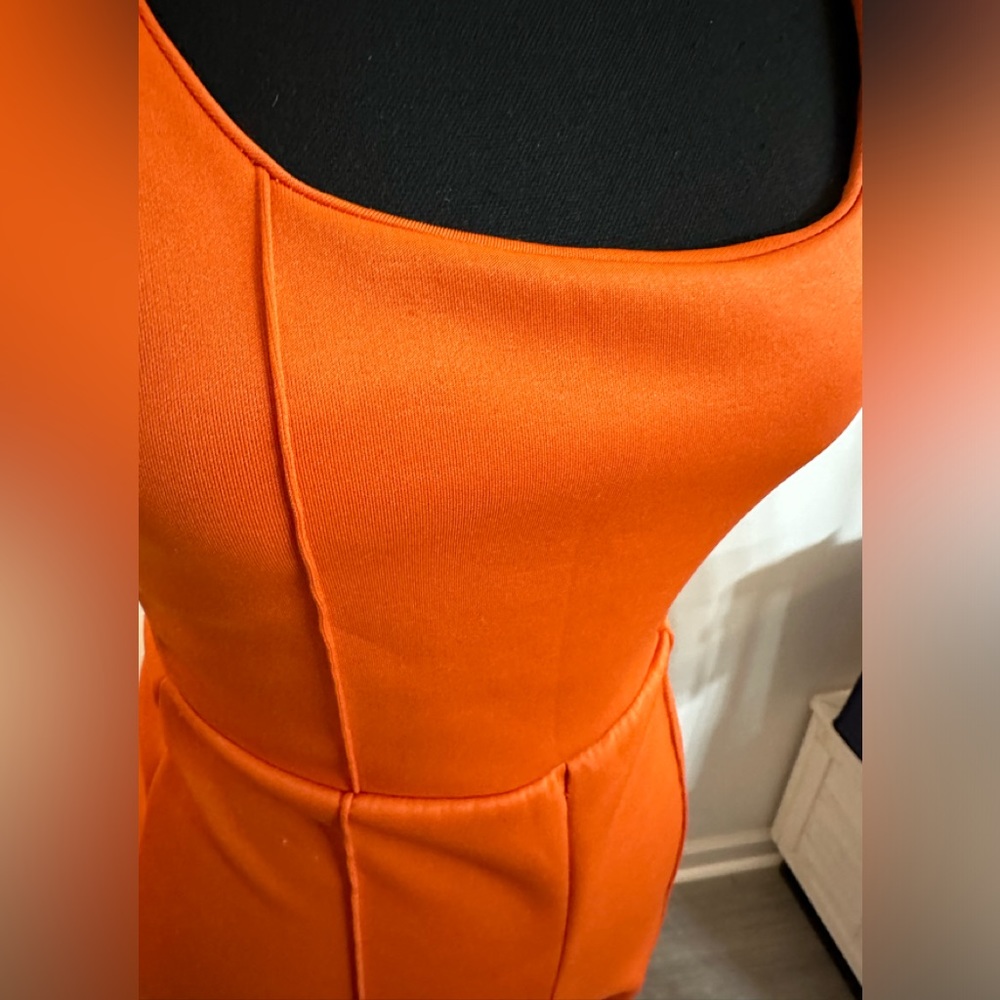 PrettyLittleThing BRIGHT Orange Jumpsuit - Size 2 - Picture 3 of 11